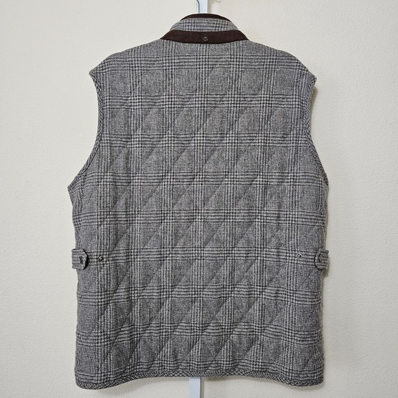 PETER MILLAR Men's Wool Quilted Lined Zipper & Button Gray Plaid Vest Sz L - Picture 2 of 15